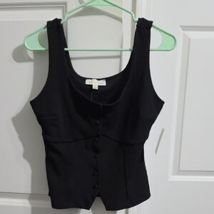 Black Sleeveless Button-Front Women's Top